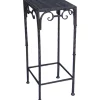 Square Wood Top Plant Stand With Brown Twist Metal Leg, Large Discount Online Plant Stands