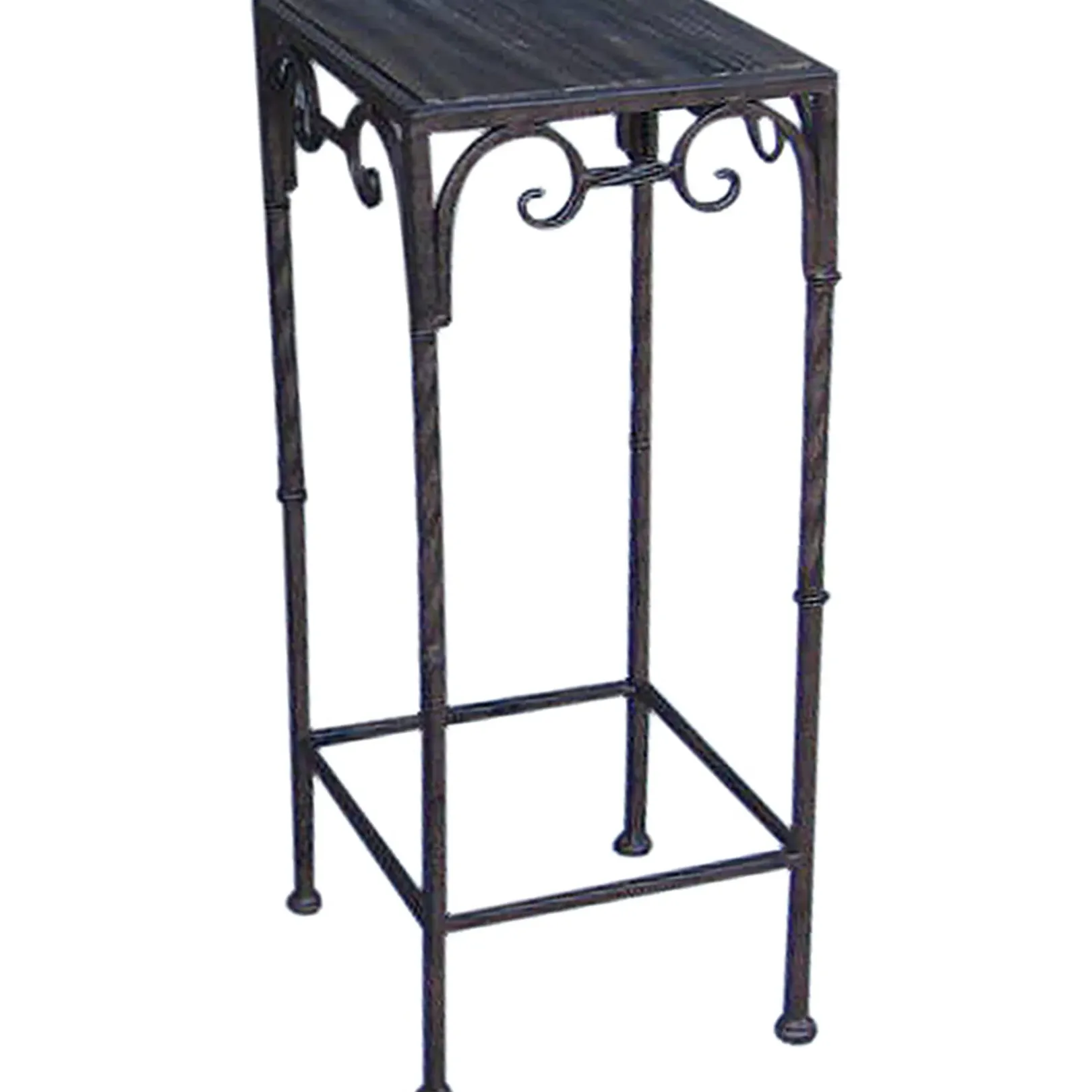 Square Wood Top Plant Stand With Brown Twist Metal Leg, Large Discount Online Plant Stands