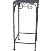 Square Wood Top Plant Stand With Brown Twist Metal Leg, Small Gift Selection Plant Stands