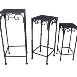 Square Wood Top Plant Stand With Brown Twist Metal Leg, Small Gift Selection Plant Stands