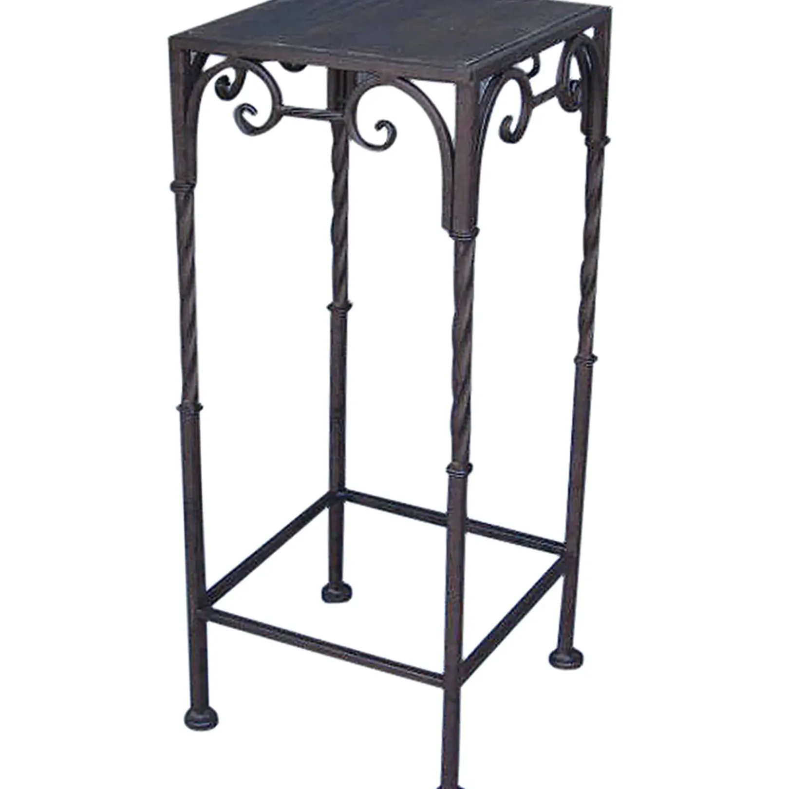 Hot Square Wood Top Plant Stand With Brown Twist Metal Leg, Medium Online Discount Plant Stands