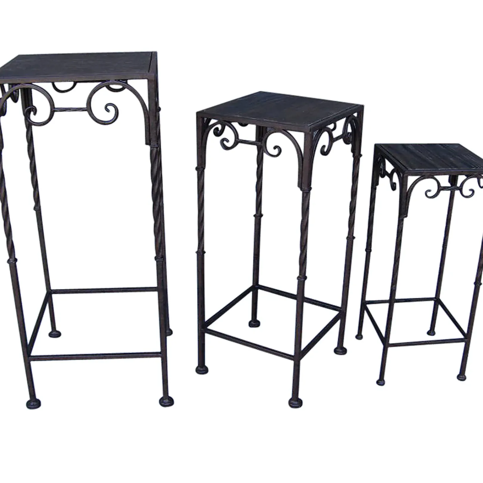 Hot Square Wood Top Plant Stand With Brown Twist Metal Leg, Medium Online Discount Plant Stands