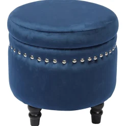 Stanley Navy Storage Ottoman Premium Ottomans & Poufs