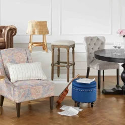 Stanley Navy Storage Ottoman Premium Ottomans & Poufs