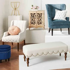 Stanley Navy Storage Ottoman Premium Ottomans & Poufs
