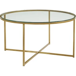 Online Stella Round Glass Coffee Table Gold Exquisite Gifts Coffee & End Tables