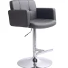 Hot Stout Adjustable Faux Leather Barstool, Grey Discount Barstools