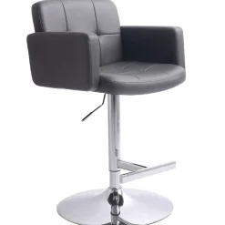 Hot Stout Adjustable Faux Leather Barstool, Grey Discount Barstools