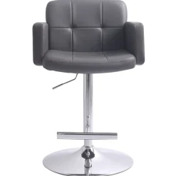 Hot Stout Adjustable Faux Leather Barstool, Grey Discount Barstools