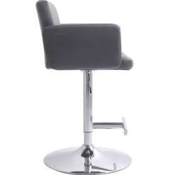 Hot Stout Adjustable Faux Leather Barstool, Grey Discount Barstools