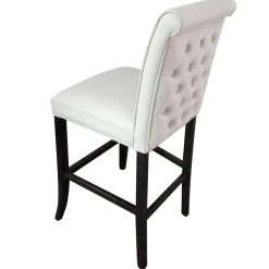 Tatum Ivory Tall Tufted Back Barstool Good Quality Barstools