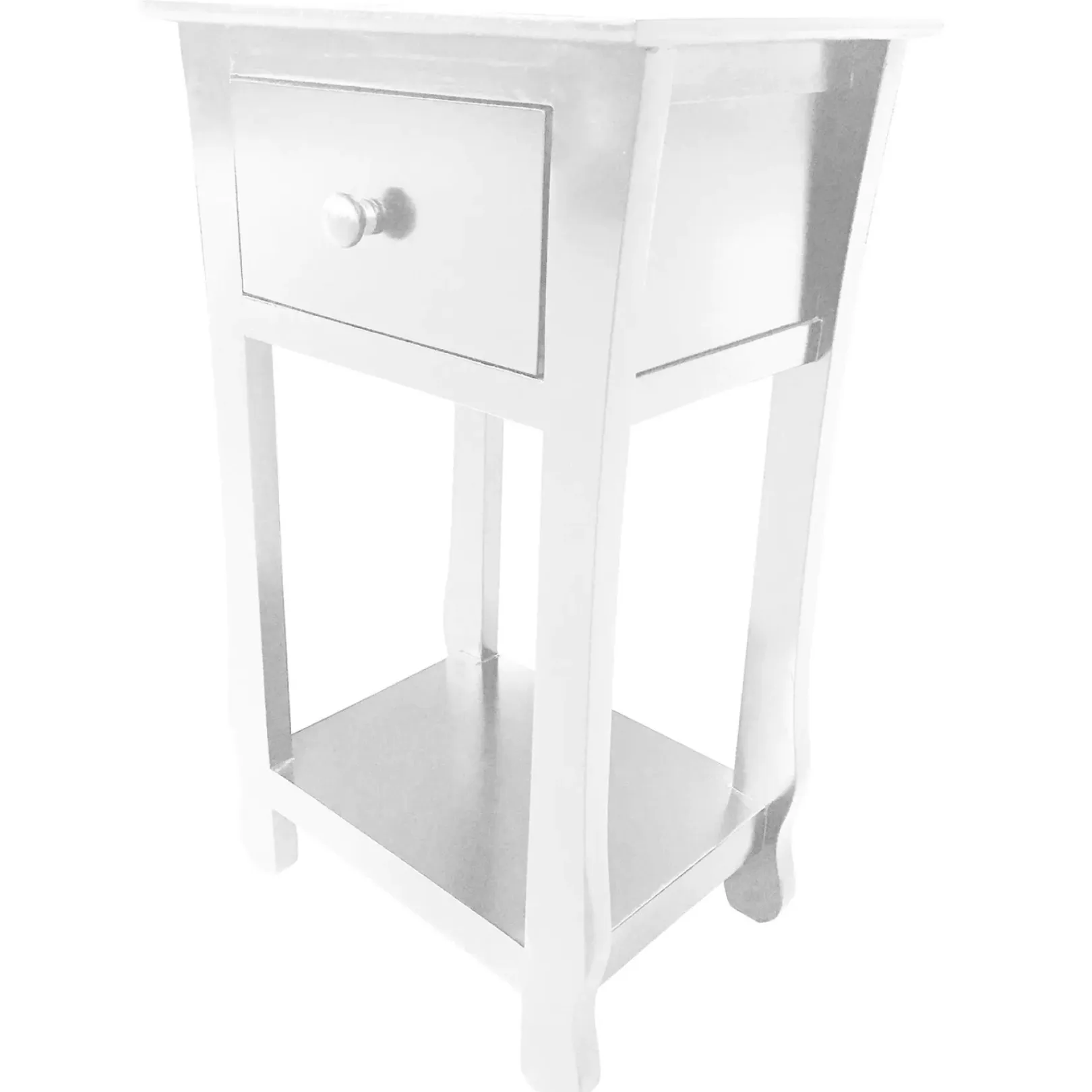 Clearance Theodore White 1-Drawer Thick Leg End Table, 26 Fashion Coffee & End Tables