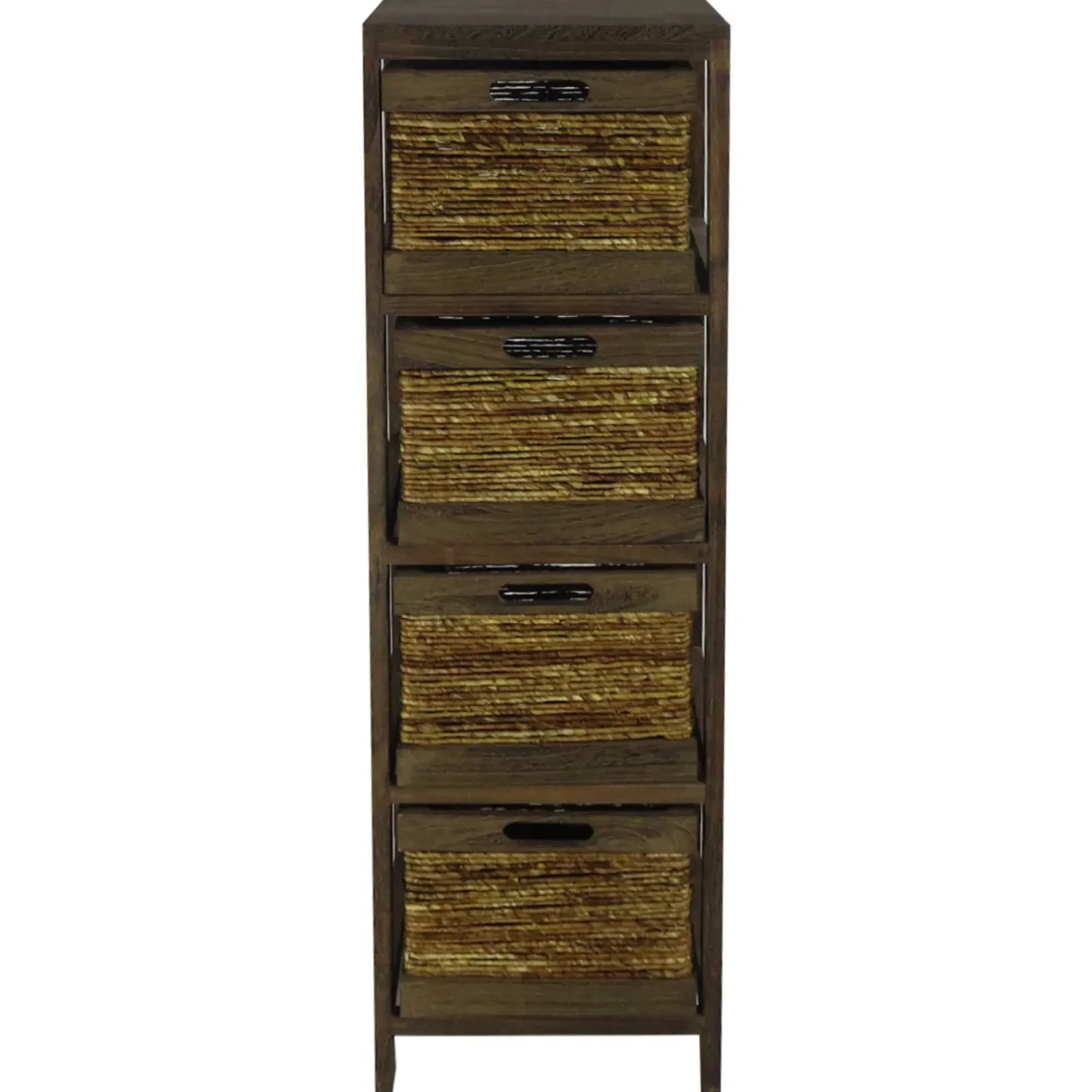 Discount 4-Tier Brown Wooden Shelf With Maize Drawers Discount Online Cabinets & Chests