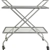 Discount 2-Tier Glass Shelf Bar Cart With Metal Frame Discount Baker'S Racks & Bar Carts