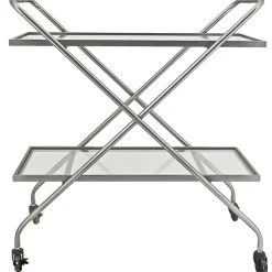 Discount 2-Tier Glass Shelf Bar Cart With Metal Frame Discount Baker'S Racks & Bar Carts