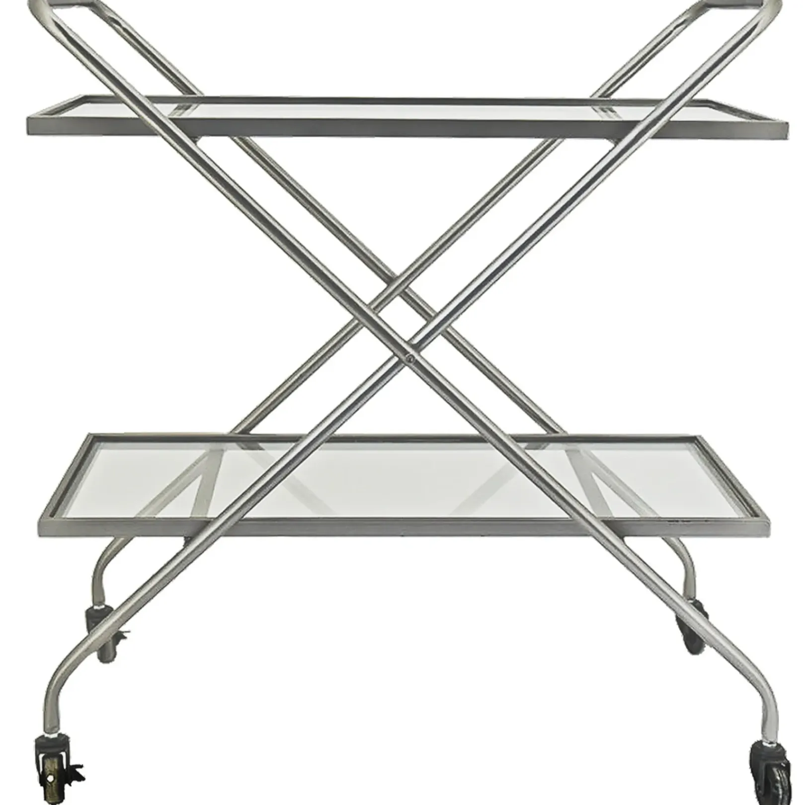 Discount 2-Tier Glass Shelf Bar Cart With Metal Frame Discount Baker'S Racks & Bar Carts