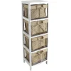 Hot 4-Tier White Wooden Shelf With Wire Baskets Exquisite Gifts Cabinets & Chests