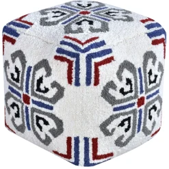 Outlet Tile Tufted Pouf Blue Outlet Ottomans & Poufs