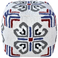Outlet Tile Tufted Pouf Blue Outlet Ottomans & Poufs
