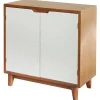 Two-Tone Brown & White 2-Door Wooden Cabinet Clearance Cabinets & Chests