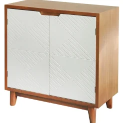 Two-Tone Brown & White 2-Door Wooden Cabinet Clearance Cabinets & Chests