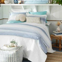 Discount Ty Pennington Lex Blue Striped Square Pouf, 16 Less Expensive Ottomans & Poufs