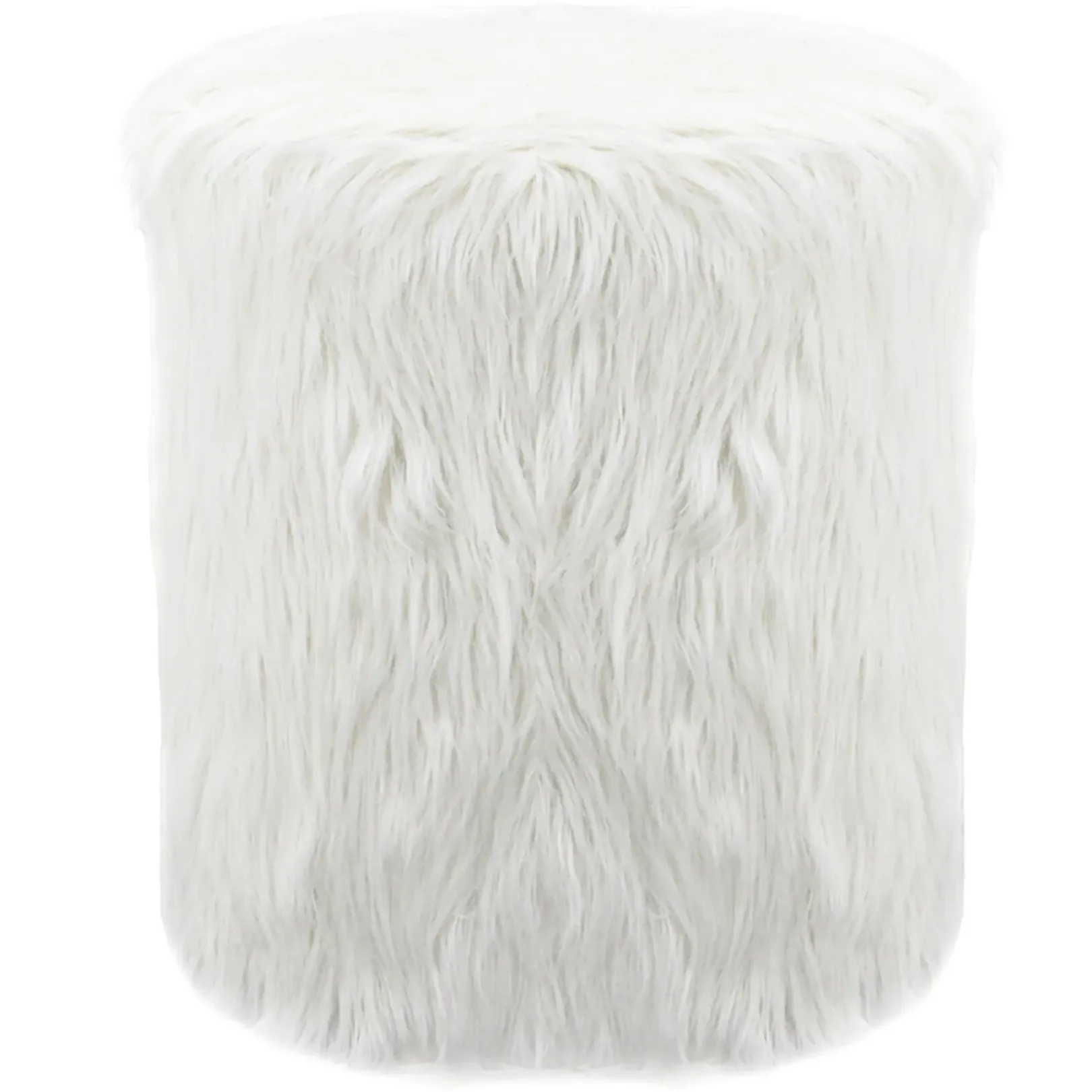 Best White Faux Fur Round Ottoman Fashion Ottomans & Poufs