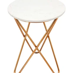Hot White Marble-Top Side Table With Gold Metal Hairpin Legs Online Discount Accent Tables