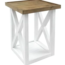 Sale White Wooden X-Side Accent Table Cheaper Accent Tables