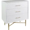 Online White/Gold 3-Drawer Cabinet Discount Cabinets & Chests