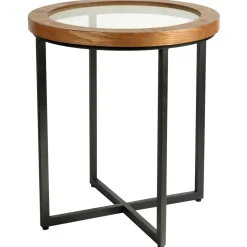 Wood Edge Glass Top Accent Table Good Quality Accent Tables