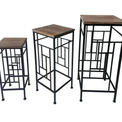Clearance Wood Top Plant Stand With Metal Frame, Small Exquisite Gifts Plant Stands