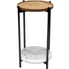Wood Top Side Tbl W/Mrble Shlf Low Price Accent Tables
