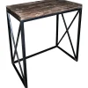 New Wood Top With Black Cross Metal Table, Medium Premium Accent Tables
