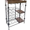Hot Wood Tray Top Black Metal Wine Rack Outlet Baker'S Racks & Bar Carts