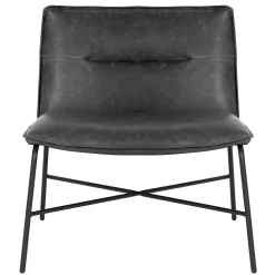 Sale Zoey Black Faux Leather Armless Accent Chair Low Price Accent Chairs