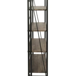 Discount Dakota 4-Tier Black & Brown Industrial Modern Bookshelf, 49 Low Price Office