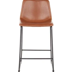 Best Drake Modern Faux Leather Industrial Barstool, Cognac Promotion Barstools