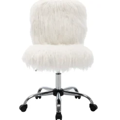 Discount Fiona White Faux Fur Adjustable Office Chair Low Price Office