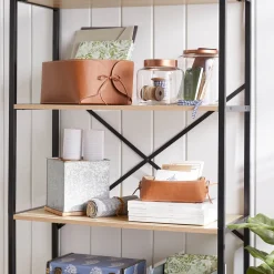 Clearance Honeybloom Burnaby 4-Tier Wood & Metal Shelf Opening Sales Office