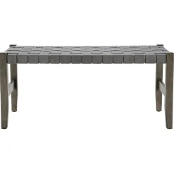 Best Honeybloom Faux Leather Dark Grey Strap Bench Clearance Benches