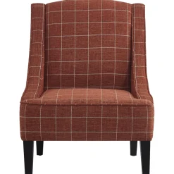 Best Honeybloom Kayson Paprika Plaid Accent Chair Low Price Accent Chairs