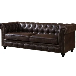 Hot Providence Chesterfield Brown Faux Leather Tufted Sofa, 79 Opening Sales Sofas & Settees & Loveseats