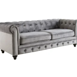 Providence Chesterfield Grey Velvet Tufted Sofa, 79 Promotion Sofas & Settees & Loveseats